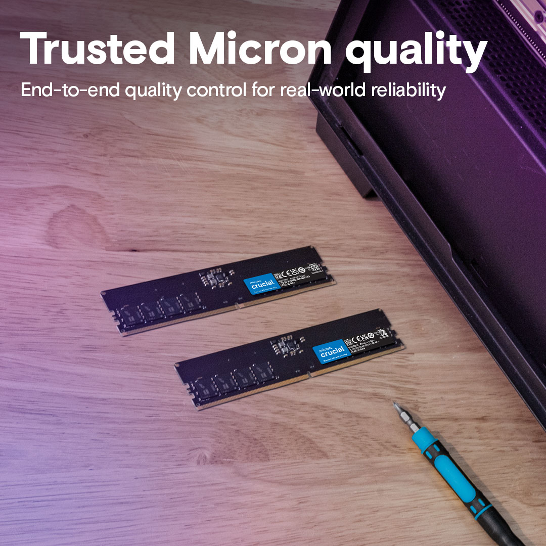Crucial 16GB Kit (8GBx2) DDR5-4800 UDIMM | CT2K8G48C40U5 | crucial.com